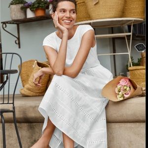 Boden, white, mixed media, cap sleeve dress.